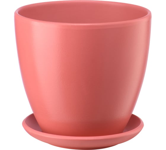 Изображение товара Керамический горшок с подставкой Вещицы Бутон 1.4 л, диаметр 135 мм, высота 130 мм, розовый антик BH-42-1