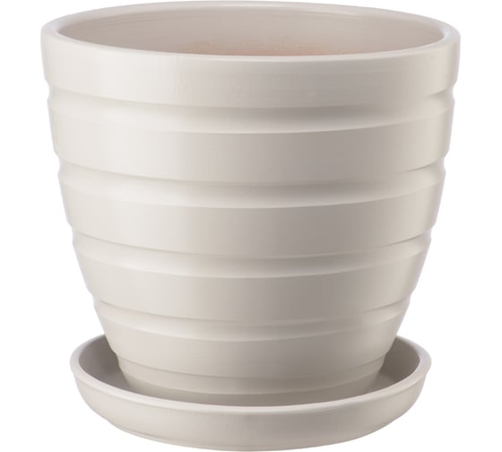 Изображение товара Керамический горшок с подставкой Вещицы 4.7 л, диаметр 210 мм, высота 200 мм, серый BH-39-3