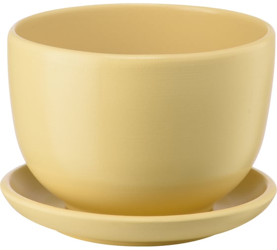 Изображение товара Керамический горшок с подставкой Вещицы Бутон 0.5 л, диаметр 130 мм, высота 90 мм, бежевый BH-45-8