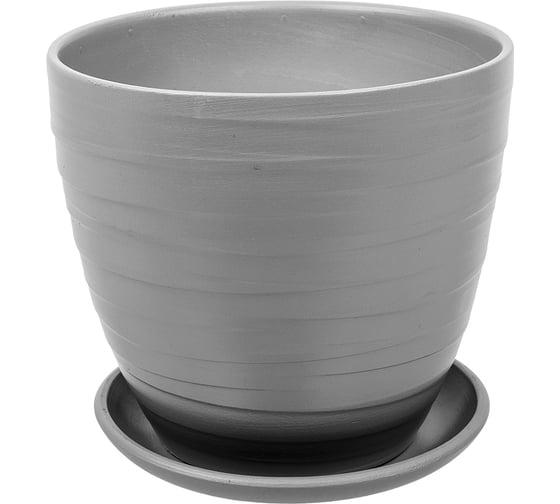 Изображение товара Керамический горшок с подставкой Вещицы Рельеф 1.4 л, диаметр 135 мм, высота 130 мм, металлик BH-95-1