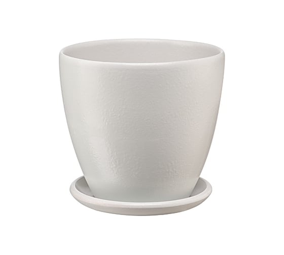 Изображение товара Керамический горшок с подставкой Вещицы Бутон 1.4 л, диаметр 135 мм, высота 130 мм, серый BH-31-1