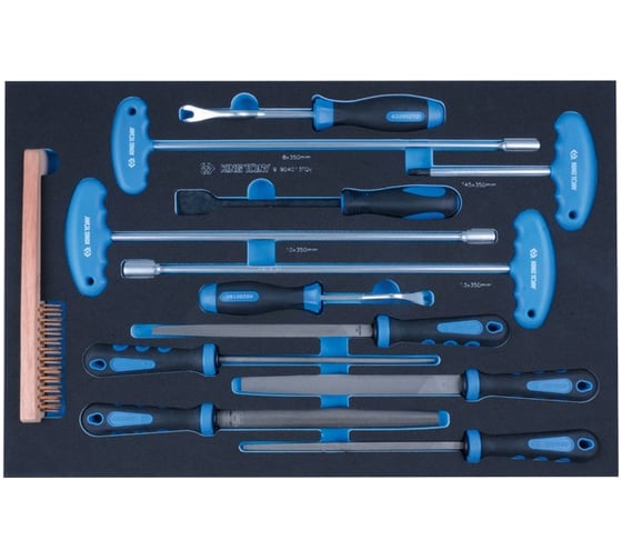 Изображение товара Набор напильников, торцевых отверток, съемников клипс и металлической щетки, ложемент, 13шт KING TONY 9-90413TQV