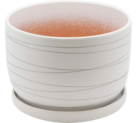 Изображение товара Керамический горшок с подставкой Вещицы 2.43 л, диаметр 190 мм, высота 130 мм, белый BH-04-6