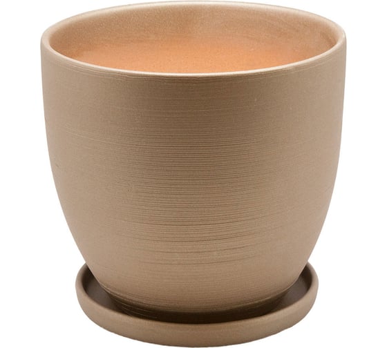 Изображение товара Керамический горшок с подставкой Вещицы 4.7 л, диаметр 210 мм, высота 200 мм, бронзовый, матовый BH-06-3