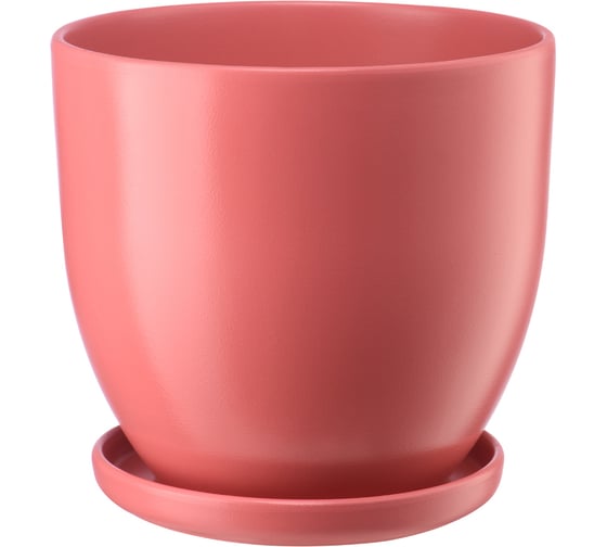 Изображение товара Керамический горшок с подставкой Вещицы Бутон 4.7 л, диаметр 215 мм, высота 200 мм, розовый антик BH-42-3