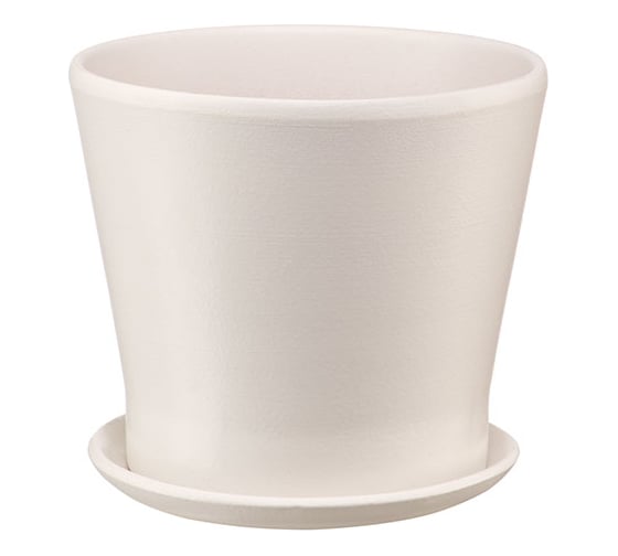 Изображение товара Керамический горшок с подставкой Вещицы Флора 0.5 л, диаметр 115 мм, высота 105 мм, бежевый BH-34-11