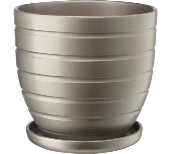 Изображение товара Керамический горшок с подставкой Вещицы 4.7 л, диаметр 210 мм, высота 200 мм, антрацитовый BH-40-3