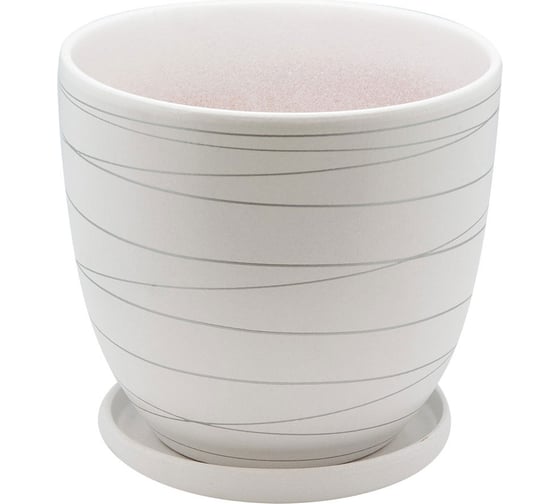 Изображение товара Керамический горшок с подставкой Вещицы 4.7 л, диаметр 215 мм, высота 195 мм, белый BH-04-3