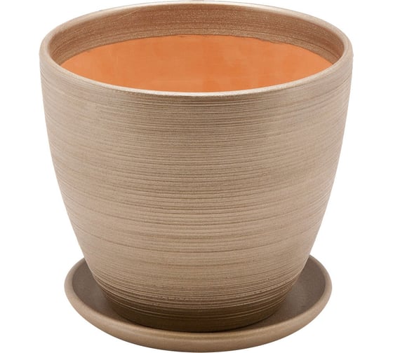 Изображение товара Керамический горшок с подставкой Вещицы 1.4 л, диаметр 145 мм, высота 130 мм, бронзовый, матовый BH-06-1