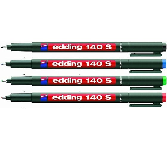 Изображение товара Набор маркеров для пленок и ПВХ EDDING E-140 permanent 0.3мм черный, красный, зеленый, синий 09-3995-9