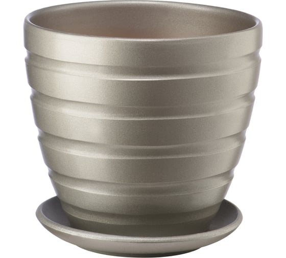 Изображение товара Керамический горшок с подставкой Вещицы 1.4 л, диаметр 145 мм, высота 130 мм, антрацитовый BH-40-1