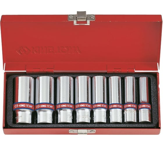 Изображение товара Набор шестигранных глубоких торцевых головок 3/8", 3/8"-13/16", 8шт KING TONY 3508SR