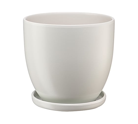 Изображение товара Керамический горшок с подставкой Вещицы Бутон 4.7 л, диаметр 215 мм, высота 200 мм, серый BH-31-3