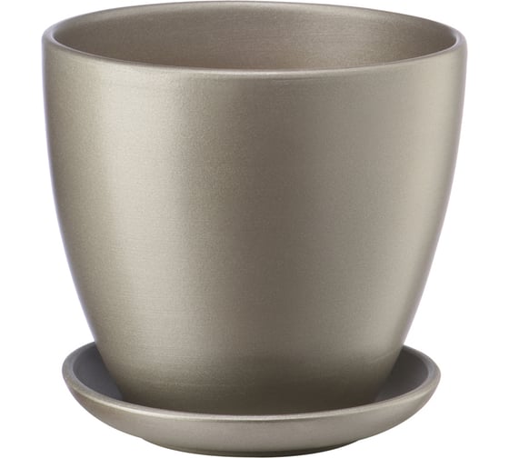 Изображение товара Керамический горшок с подставкой Вещицы Бутон 4.7 л, диаметр 215 мм, высота 200 мм, темно-серый BH-46-3