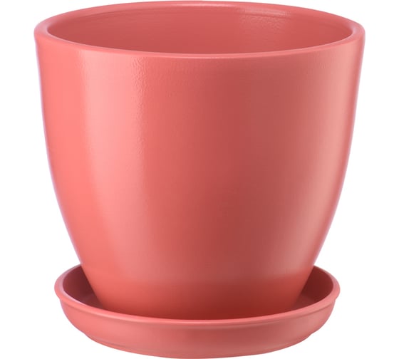Изображение товара Керамический горшок с подставкой Вещицы Бутон 2.4 л, диаметр 175 мм, высота 158 мм, розовый антик BH-42-2