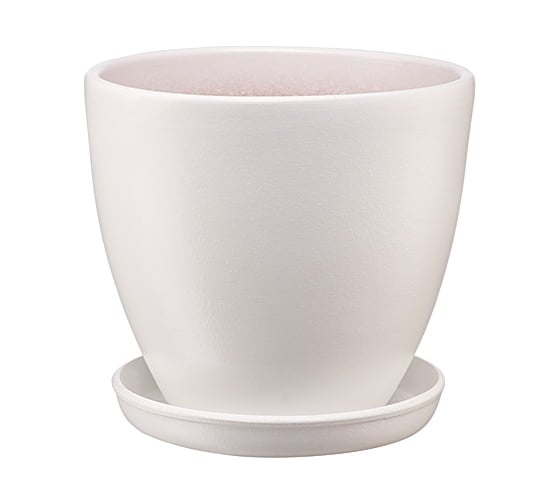 Изображение товара Керамический горшок с подставкой Вещицы Бутон 2.4 л, диаметр 175 мм, высота 155 мм, молочно-белый BH-35-2