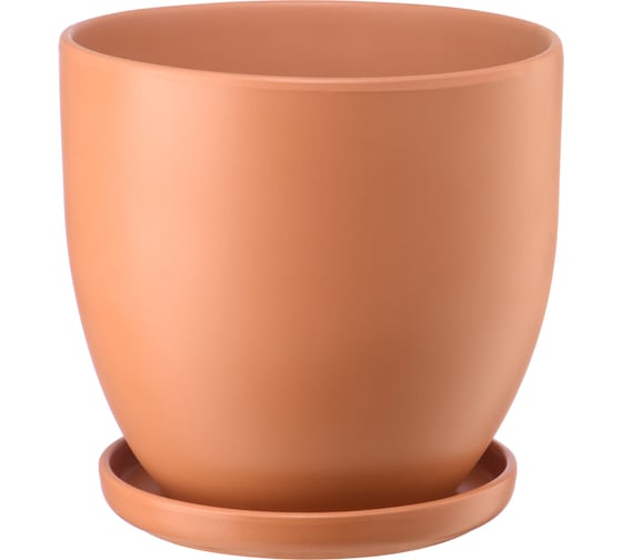 Изображение товара Керамический горшок с подставкой Вещицы Бутон 4.7 л, диаметр 215 мм, высота 200 мм, персиковый BH-43-3