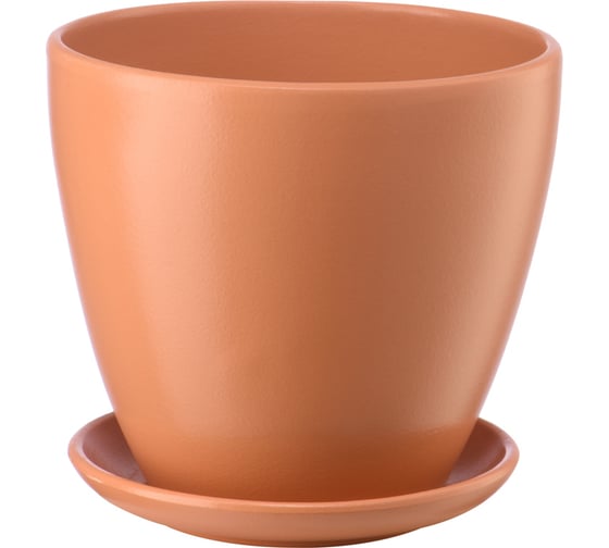 Изображение товара Керамический горшок с подставкой Вещицы Бутон 1.4 л, диаметр 135 мм, высота 130 мм, персиковый BH-43-1