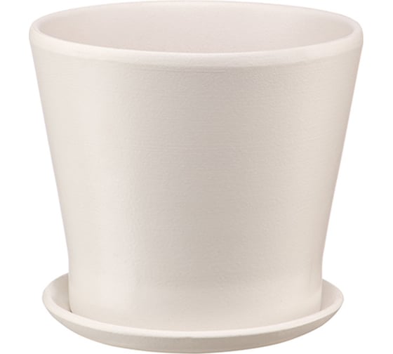Изображение товара Керамический горшок с подставкой Вещицы Флора 1 л, диаметр 145 мм, высота 130 мм, бежевый BH-34-12