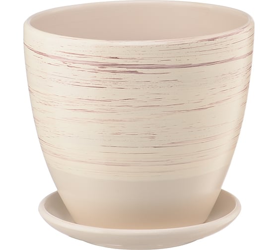 Изображение товара Керамический горшок с подставкой Вещицы Волна 1.4 л, диаметр 145 мм, высота 130 мм, бежевый BH-87-1