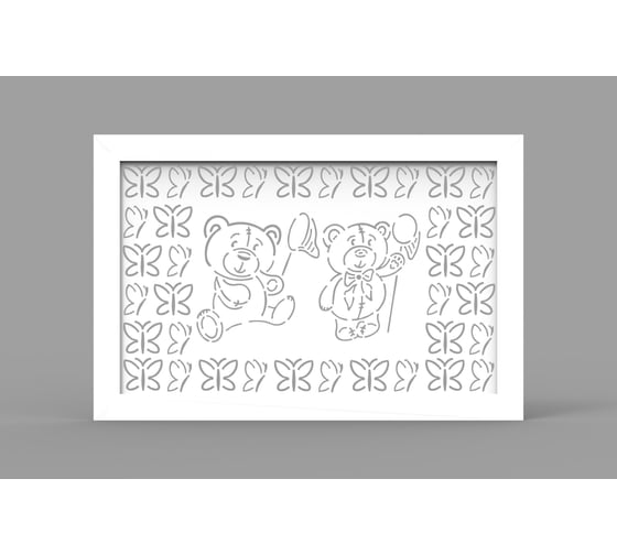 Изображение товара Экран для радиатора Cosca Decor Fresa перфорация, цветы, 600x900 мм, белый СПБ072588