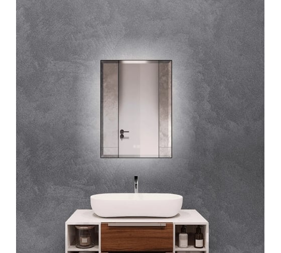 Изображение товара Зеркало Terminus Соренто с LED подсветкой 700x600 (черный) 06M70x60B