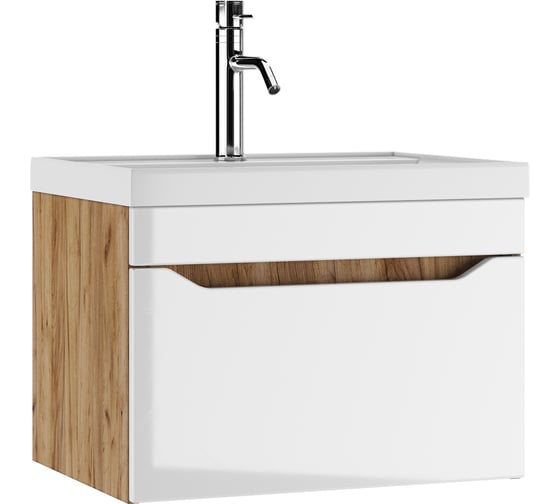 Изображение товара Подвесная тумба Айсберг Ева под умывальник "Bazis 60" с одним ящиком В1 Дуб Вотан DA5906T