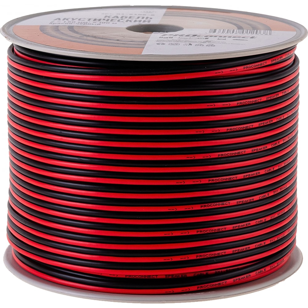 фото Акустический кабель 2х1.50 кв.мм, красно-черный, 100м proconnect 01-6106-6