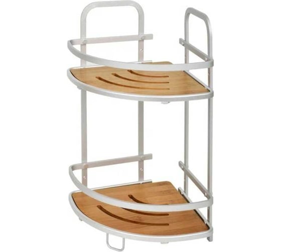 Изображение товара Угловая полка GROMELL Sumba двухъярусная, материал - алюминий, бамбук 77IH009