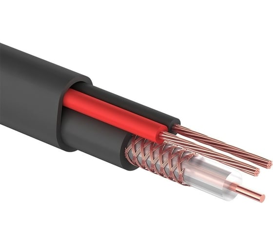 Изображение товара Кабель для видеонаблюдения КВК-П-2 + 2х0.75кв.мм CCA, 96%, 200м, черный, PROCONNECT OUTDOOR 01-4109