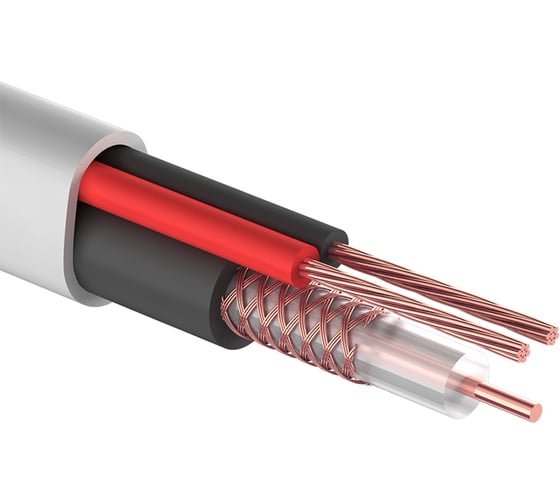Изображение товара Кабель для видеонаблюдения KBK-B-2 + 2х0.50кв.мм CCA, 96%, 200м, белый PROCONNECT 01-4216