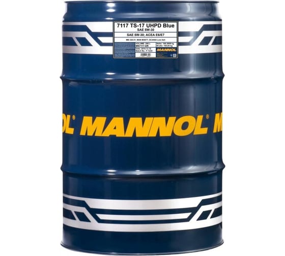 Изображение товара Синтетическое моторное масло MANNOL TS-17 UHPD BLUE 5W-30 208 л 7028