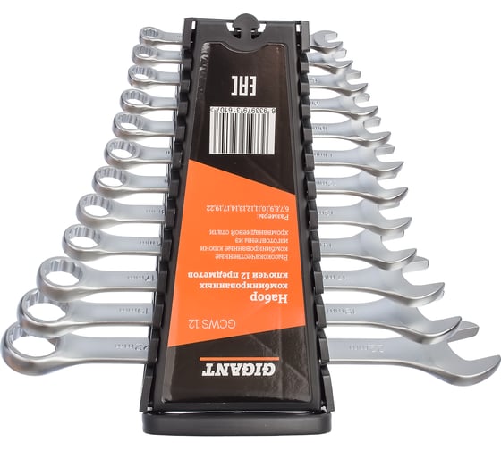 Изображение товара Набор комбинированных ключей Gigant 12 предметов, Сталь Cr-V, 6-22мм, GCWS 12