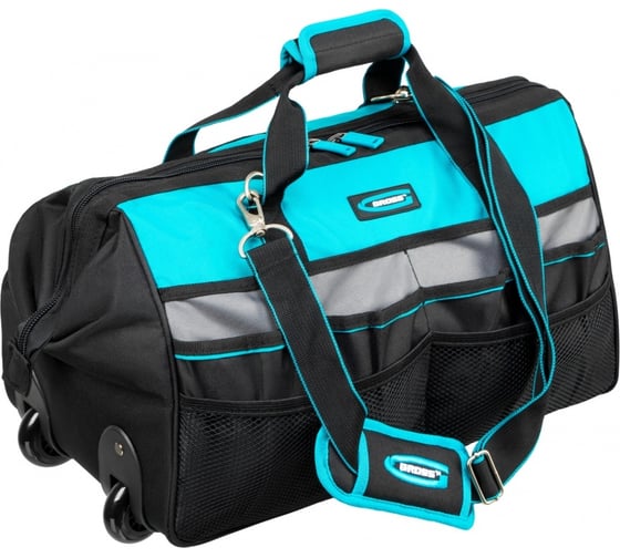 Изображение товара Сумка для инструмента GROSS 500x280x290 мм, выдвижная рукоятка, колеса, наплечный ремень 90276