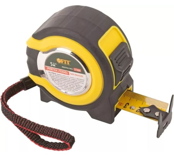 Изображение товара Рулетка FIT "Техно" прорезиненный корпус, двойной стопор, 5 м, 25 мм 17266