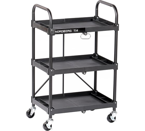 Изображение товара Складная инструментальная тележка с 3 пластиковыми полками NORDBERG T14