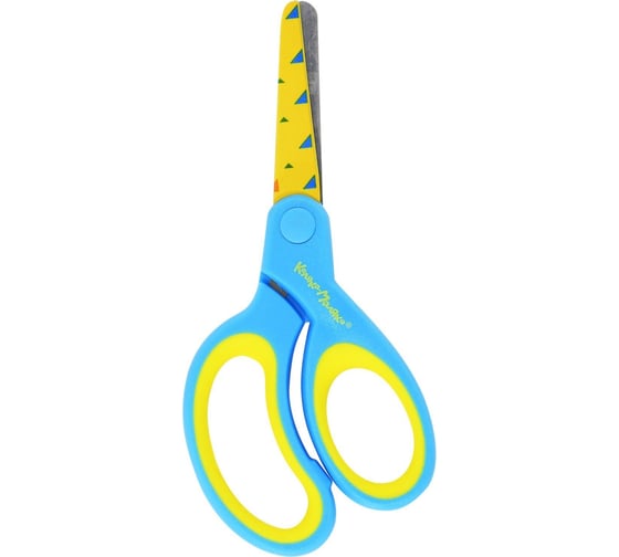 Изображение товара Безопасные детские ножницы Каляка-Маляка 135 мм эргоном. ручки пластиковые с резин. вставками желт. с принтом на лезвиях НДПКМ