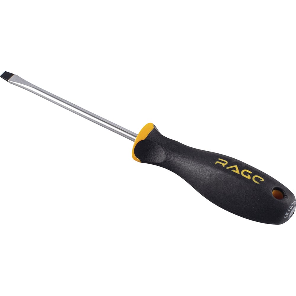 Изображение товара Отвертка RAGE SL5x100 мм из CrV с магнитным наконечником и эргономичной ручкой