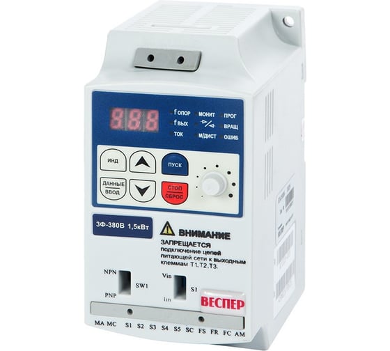 Изображение товара Преобразователь частоты Веспер E3-8100В-010Н 7,5кВт 380В, для вентиляторной нагрузки со съемным пультом VSP4563