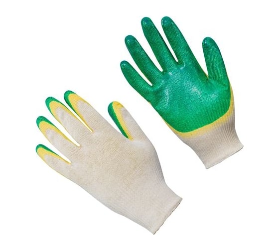 Изображение товара Хлопчатобумажные перчатки с латексным покрытием ВОЛАТ размер 8, 20 шт (10 пар) 65101-08