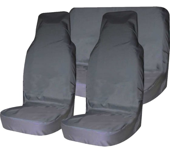 Изображение товара Комплект грязезащитных чехлов на передние и заднее сиденья 3шт, серый Tplus T001267