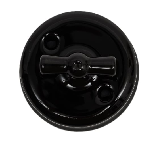 Изображение товара Поворотный выключатель Мезонинъ ретро фарфоровый перекрестный, цвет - черный, серия "аврора" тм GE70406-05