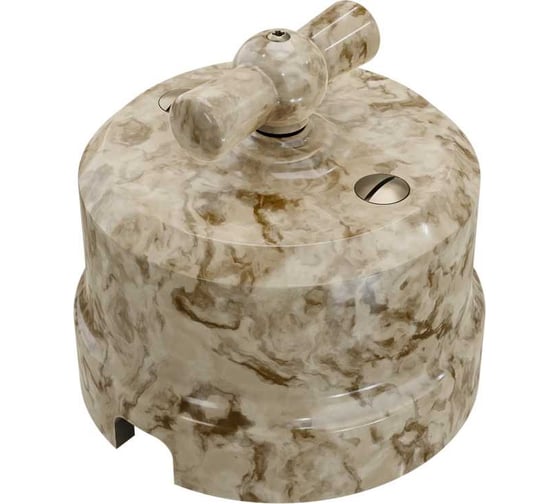 Изображение товара Поворотный выключатель Мезонинъ ретро фарфоровый перекрестный, цвет - дворцовый мрамор, серия "аврора" тм GE70406-19