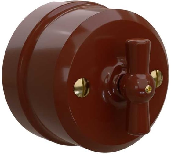 Изображение товара Поворотный выключатель Мезонинъ фарфоровый на четыре положения (2-х клавишный), цвет - коричневый, серия "аврора", тм GE70403-04