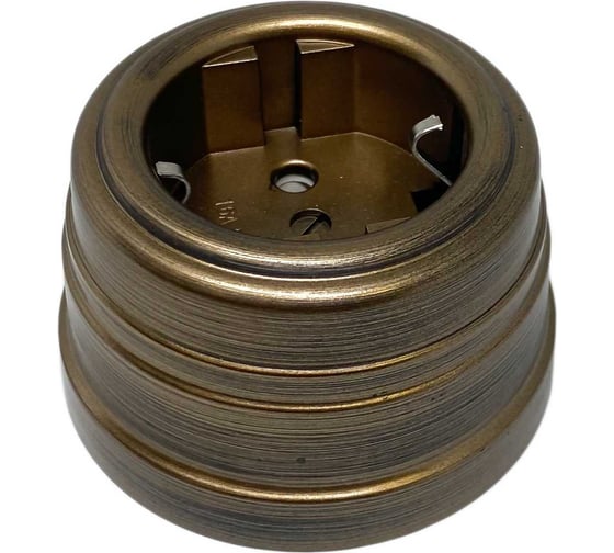 Изображение товара Розетка Мезонинъ ретро пластиковая, двухполюсная, с заземляющим контактом, ip20, бронза, усадьба, тм GE30301-36