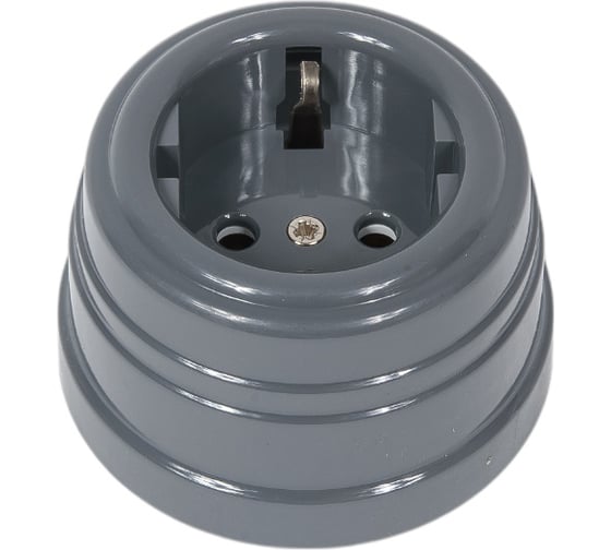 Изображение товара Розетка Мезонинъ ретро пластиковая с заземляющим контактом, цвет - серый GE30301-07