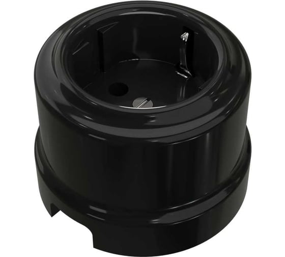 Изображение товара Розетка Мезонинъ фарфоровая, двухполюсная, с заземляющим контактом, цвет - черный, серия "аврора" тм GE70302-05