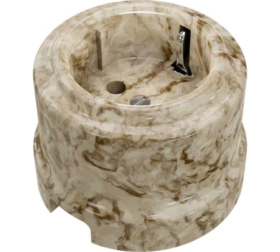 Изображение товара Розетка Мезонинъ фарфоровая, двухполюсная, с заземляющим контактом, цвет - дворцовый мрамор, серия "аврора" тм GE70302-19