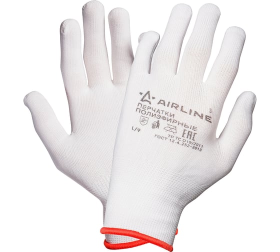 Изображение товара Полиэфирные нейлоновые перчатки с подвесом Airline р.L, белые AWG-NS-12