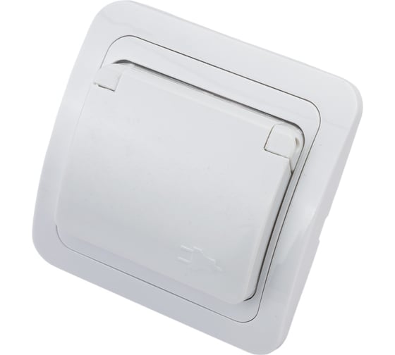 Изображение товара Одноместная розетка UNIVersal с крышкой серия Валери с заземлением, скрытой установки, 16А, 220В, белая еврослот В0029